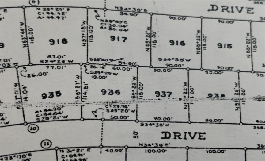 Approximate lot lines.  Listing is for lot at bottom right, #938