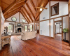 Expansive living room with lots of natural light. Artisan/Craftsman timber architecture. Built to stand the test of time. 