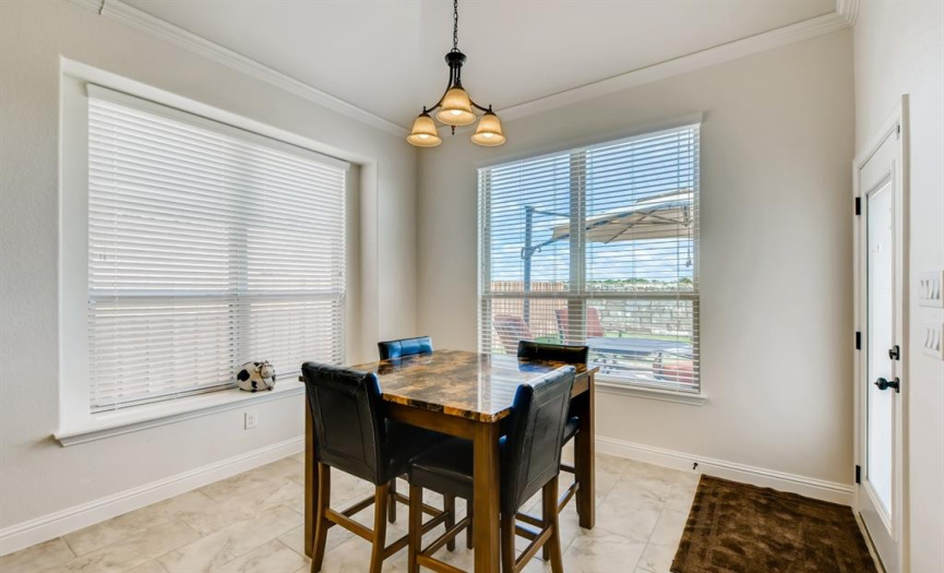 The breakfast nook has2 large windows to provide natural light