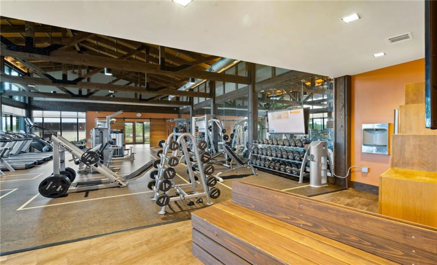 State-of-the-art fitness center for neighborhood has SO many work out options and even offers views while your work out! 