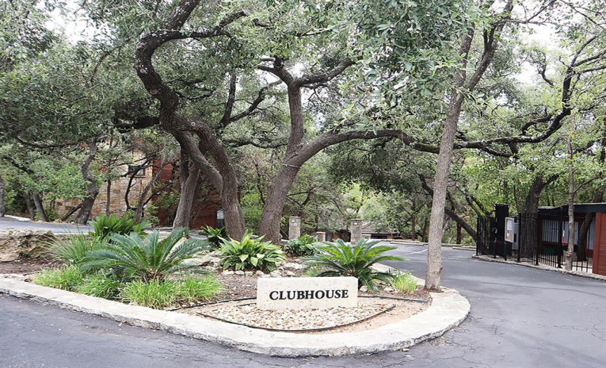 Just inside the community's gate, a circle drive provides parking for picking up mail, meeting at the clubhouse or gathering at the double pool.