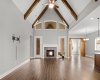 Vaulted ceilings with gorgeous wood beams.