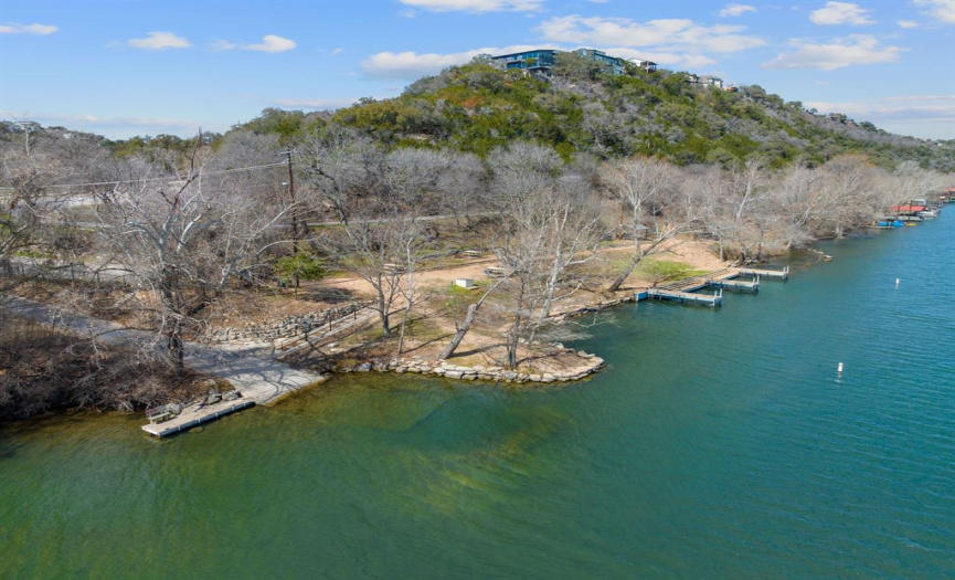 Aerial view of community waterfront park on Lake Austin!