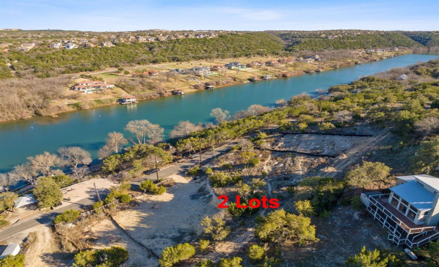 2408 & 2500 Big Horn two continuous lots totaling .42 acres with many improvements already made ready for your custom home with view of Lake Austin and Mansfield Dam not builder restricted!