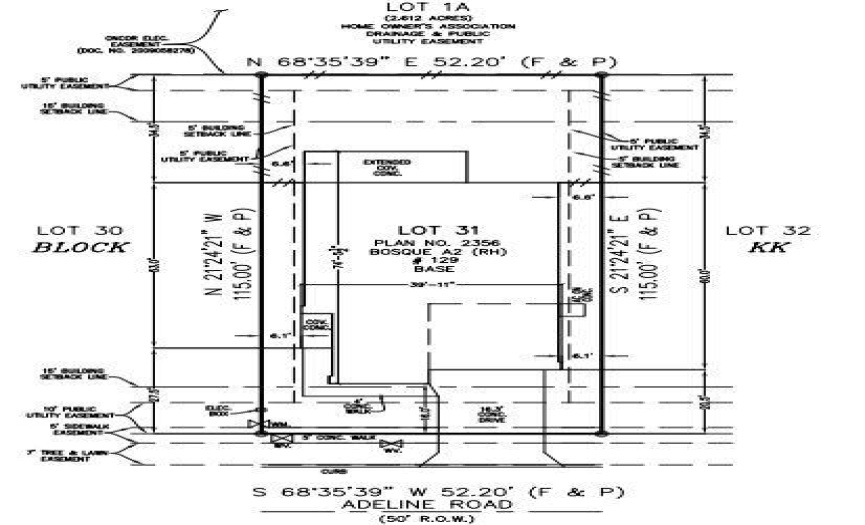 129 Adeline Road preliminary plot plan