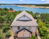 Home front with Lake Travis at rear shoreline