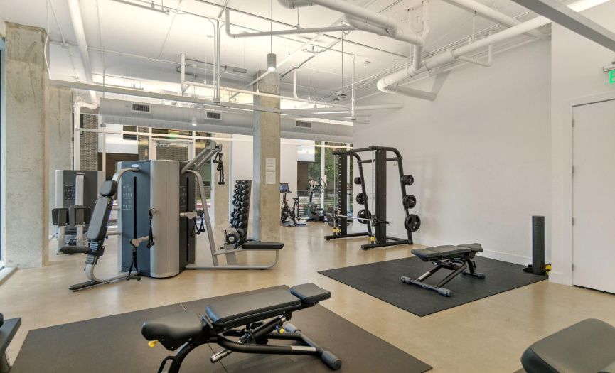 24 hour private gym, steps away from townhome