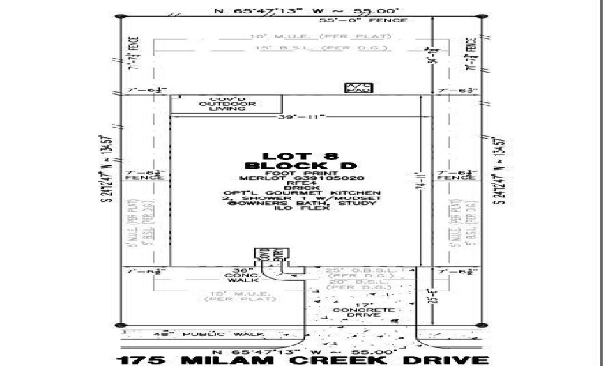 175 Milam Creek Drive  preliminary plot plan