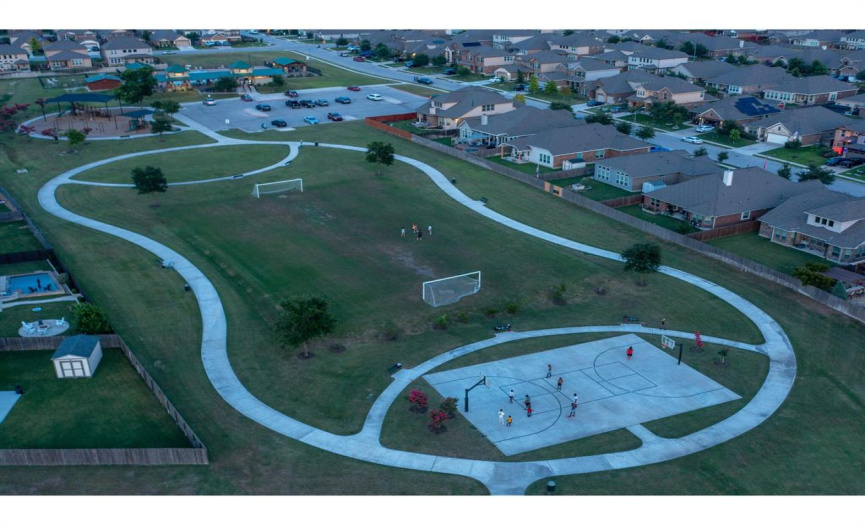 Community soccer field and basketball court