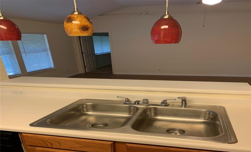 Kitchen Sink looks into Living area