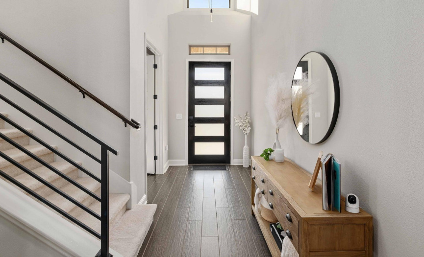 Front Entryway with soaring 2 floor ceilings 