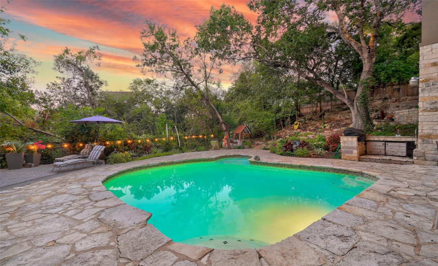 Tranquil setting for a pool overlooking the canyon. 
