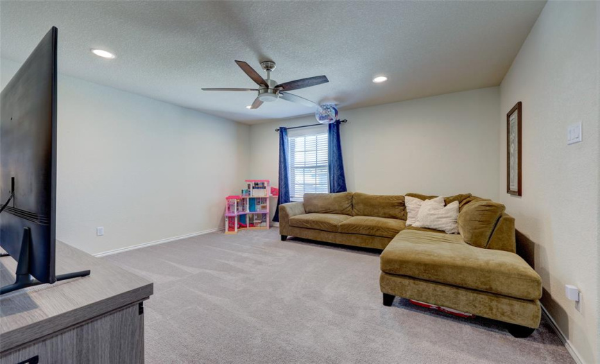 Second living space at the top of the stairs - perfect for another TV room, gameroom or workout room. You choose! 608 Reinhardt Blvd, Georgetown TX 78626. MLS #1500692.