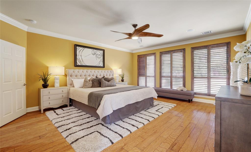 Master bedroom with plantation shutters
