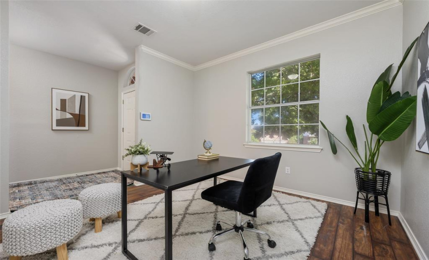 Enjoy a roomy, quiet spot to work from home away from the family room and upstairs living room 