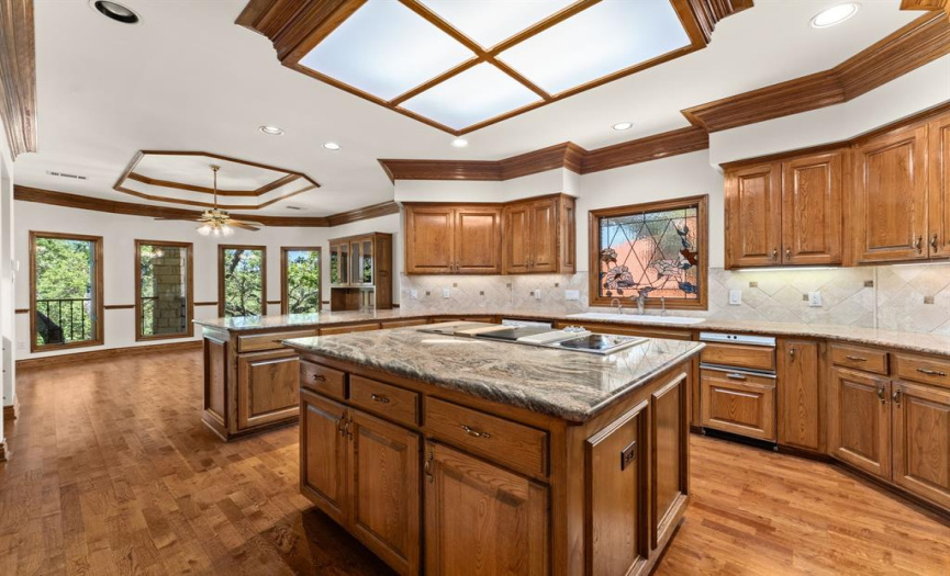 Large kitchen with a huge island is great for entertaining.