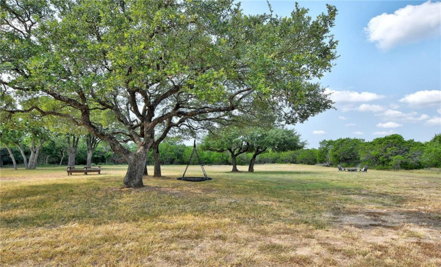 Acre lot with large trees backing to an acre of green space
