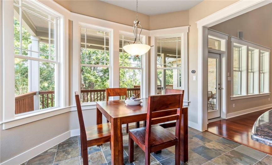 A sunny breakfast room is located in the kitchen where you can enjoy casual meals.