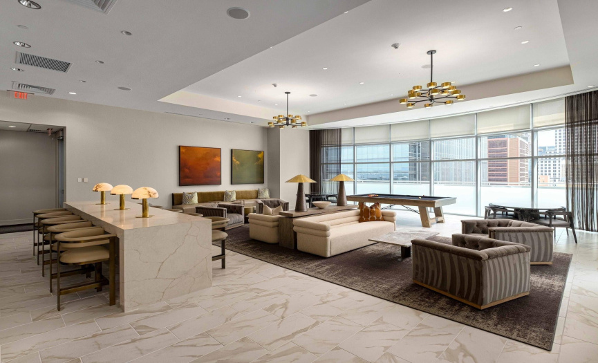 Located on the 10th floor, you will find the billiard and game room