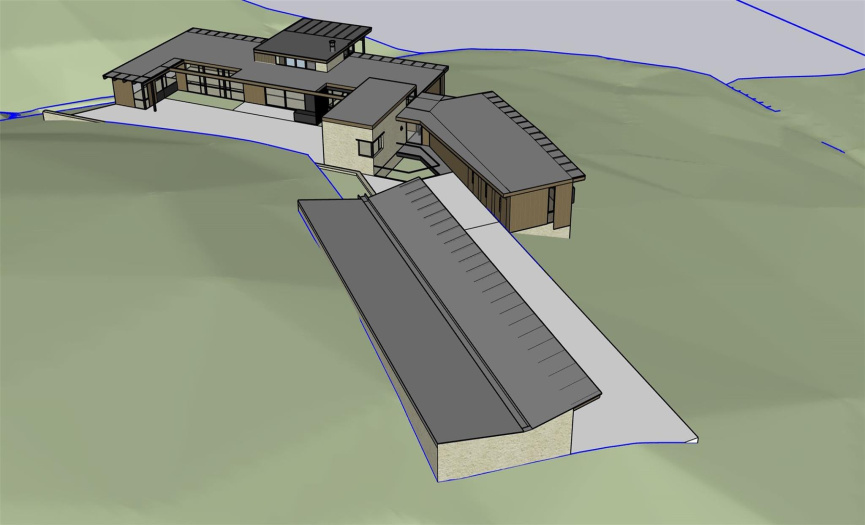 Plans include: 7050 sq ft home with pool and 5830 sq ft unconditioned barn. 12,880 sq ft under roof