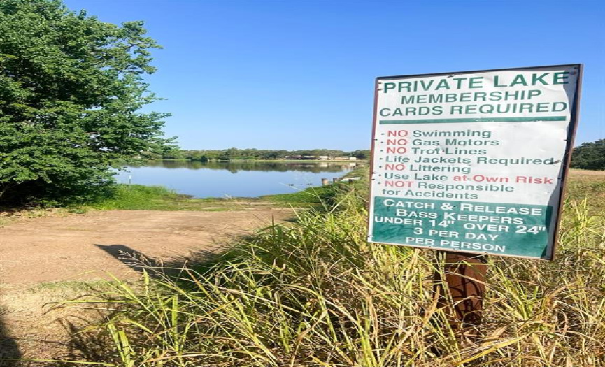 Private lake to residents only. 