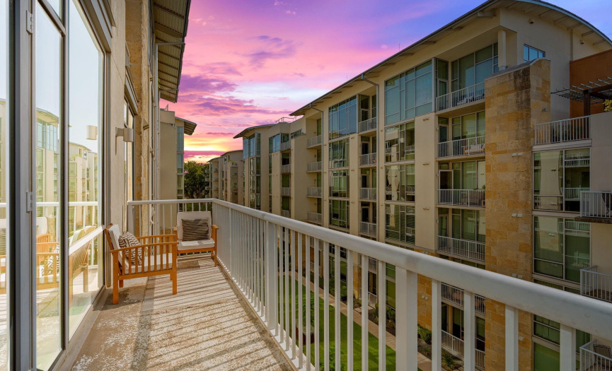 Step outside onto the spacious private balcony and take in the Zen courtyard views. 