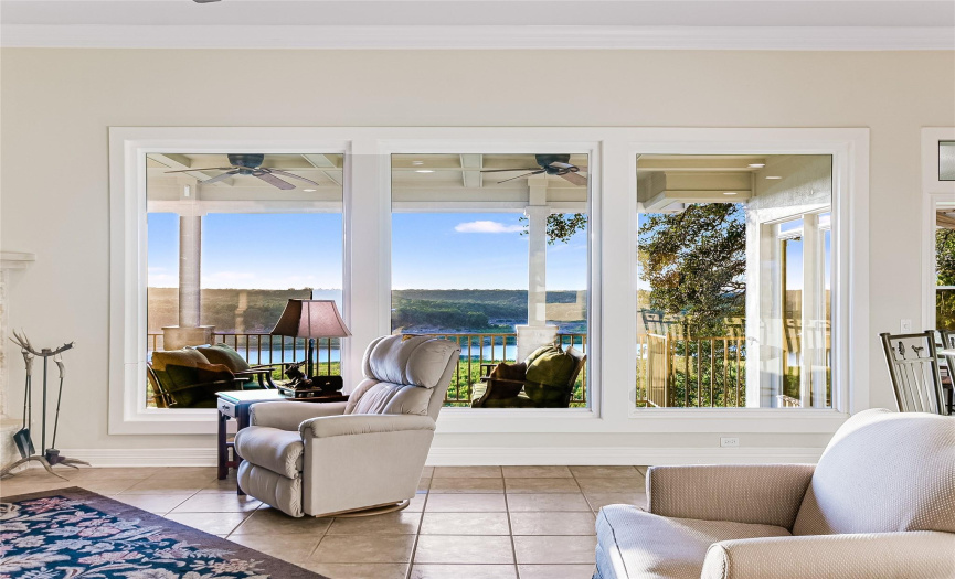 THIS will be your view from the living room ... unencumbered lake and hill country views are from nearly every room of the home.