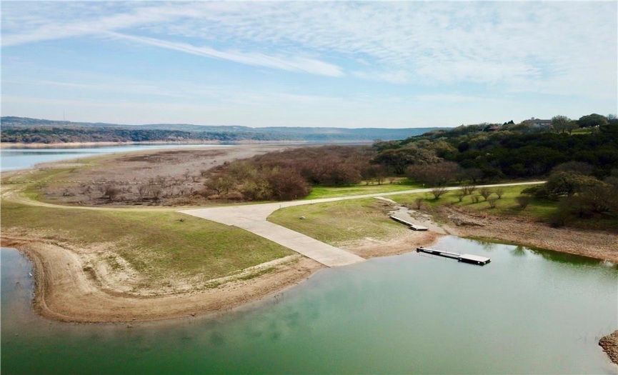There are two private Boat Launches in the neighborhood - one for more 'normal' water level times with a secondary launch (not pictured) used when the elevation of Lake Travis is lower.