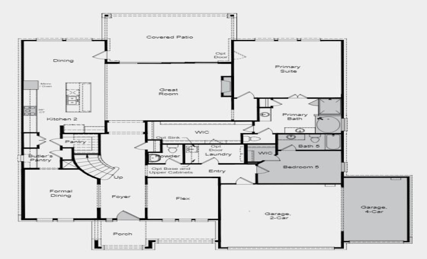 Structural options added include: Gourmet kitchen 2, bedroom 5 with bath 5, 15x8 sliding glass doors, fireplace, additional garage bay, 8' doors, drop-in tub at owner's bath, shower at bath 5, 8’ interior doors, pre-plumb for future water softener and laundry sink.