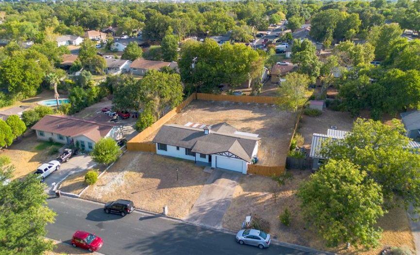 Aerial views of the large lot.