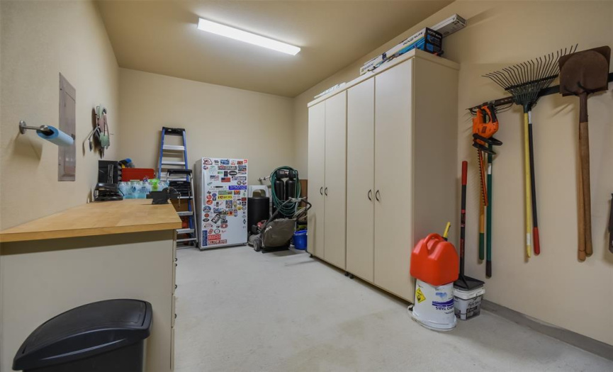There is plenty of space for woodworking, crafts and storage