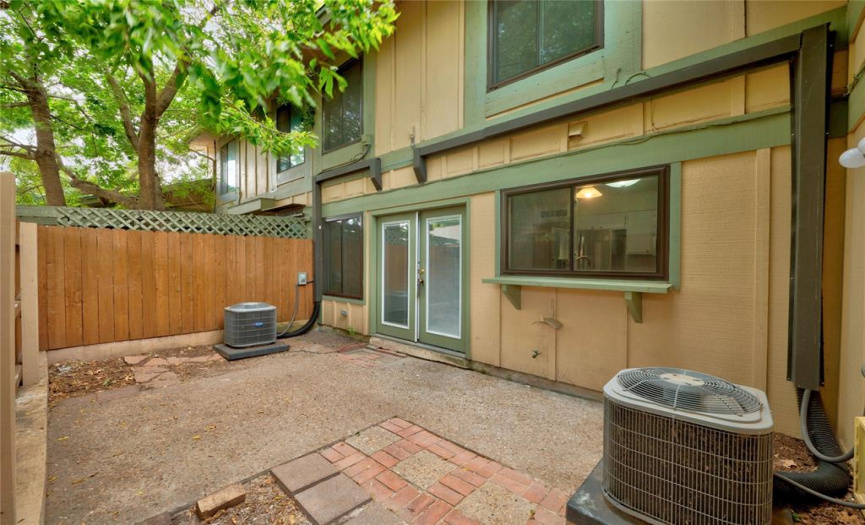 Add a bistro table and chairs, hang some twinkle lights, and pop in some potted plants, and your private courtyard will be your outdoor haven.  This private patio also includes a pet door that connects to the garage for your furry companion’s convenience.