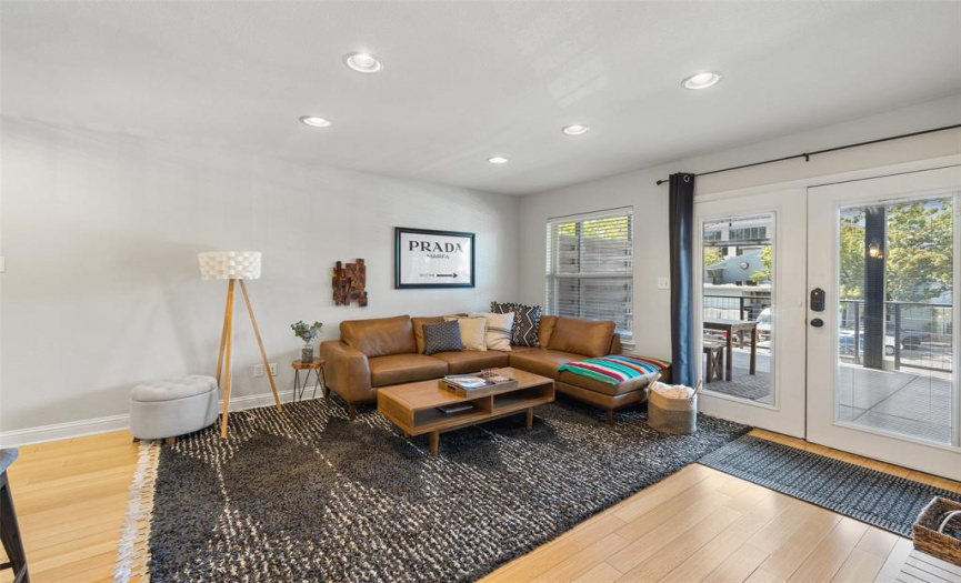 Recessed lighting and abundantnatural light create a warm andinviting space.