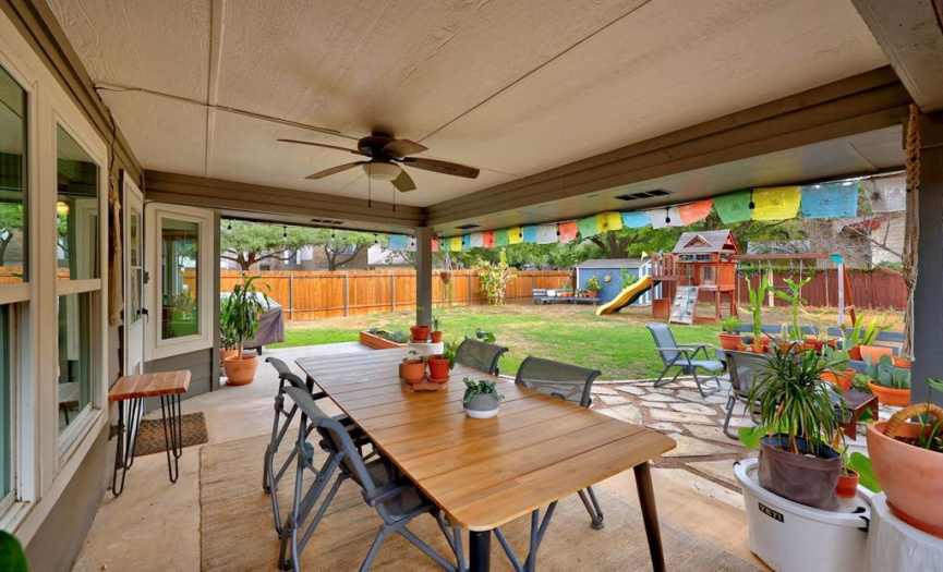 Extensive covered back patio