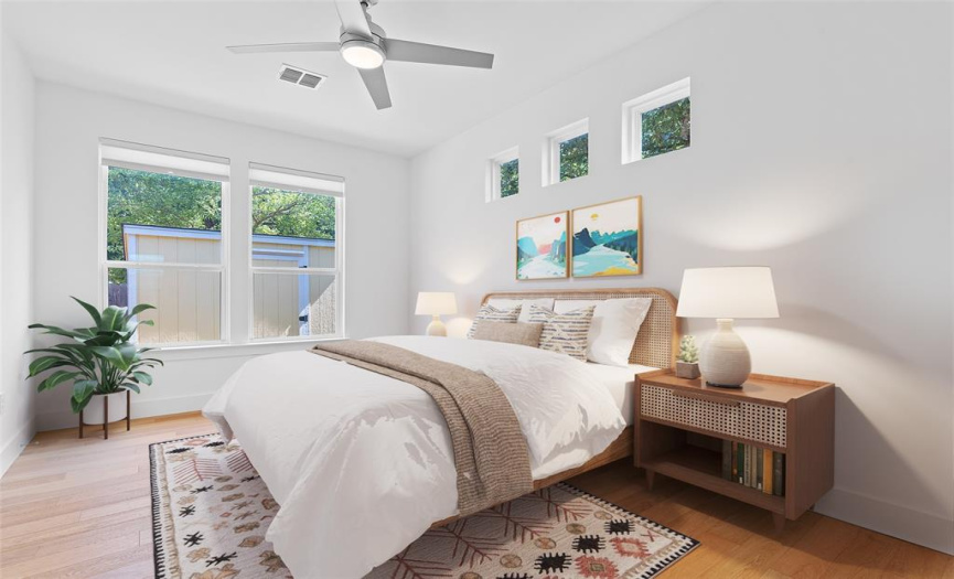 The main bedroom is filled with an abundance of natural light. *Virtually staged to show layout possibilities.