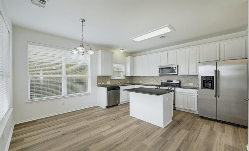 large kitchen with center island