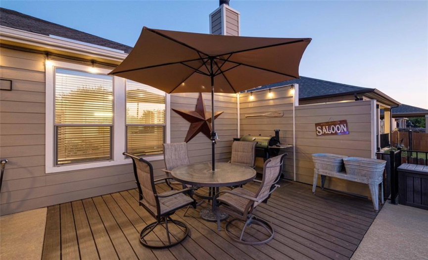 The patio deck extension is perfect for dining under the stars and setting up your ideal grilling station. 