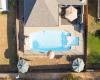 Aerial view over the pool & backyard. 