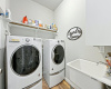 Laundry Room with Conveying washer/dryer + utility sink. 