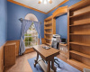 Study with built-ins and natural light.