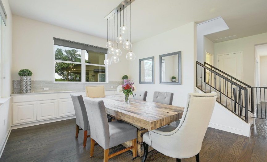 Formal dining features additional storage space