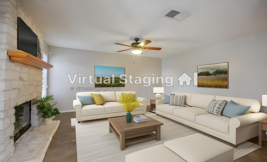 Family Room Virtually staged