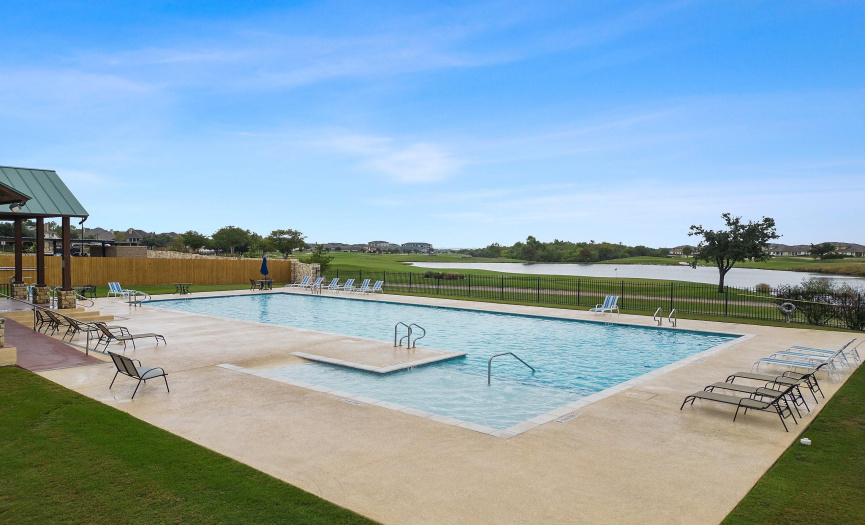Take a dip in the community pool, a refreshing oasis on a sunny day.