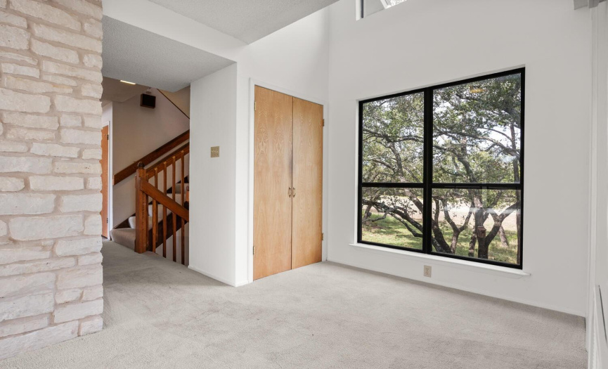 This nook is on the main floor, and overlooks the large pasture area and barn.