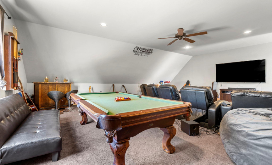 Pool table in the back of the room.  Possibilities are endless with this space.  