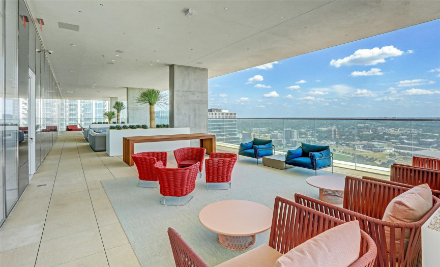 Outdoor deck on the 34th floor facing South & Lady Bird Lake