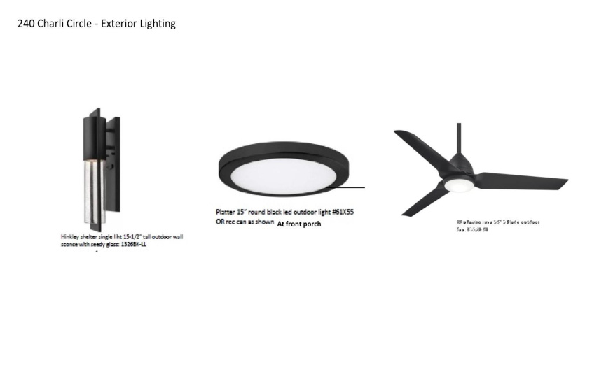 Proposed Lighting Selections:  Subject to chage