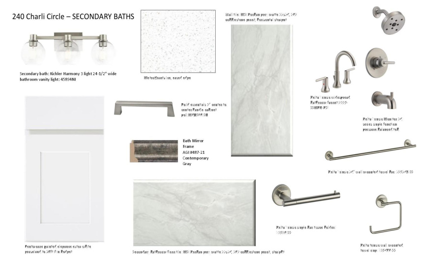 Proposed Secondary Bath Selections - Subject to Change