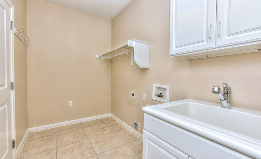 Steps away from the garage and kitchen, utility washer and dryer may convey.