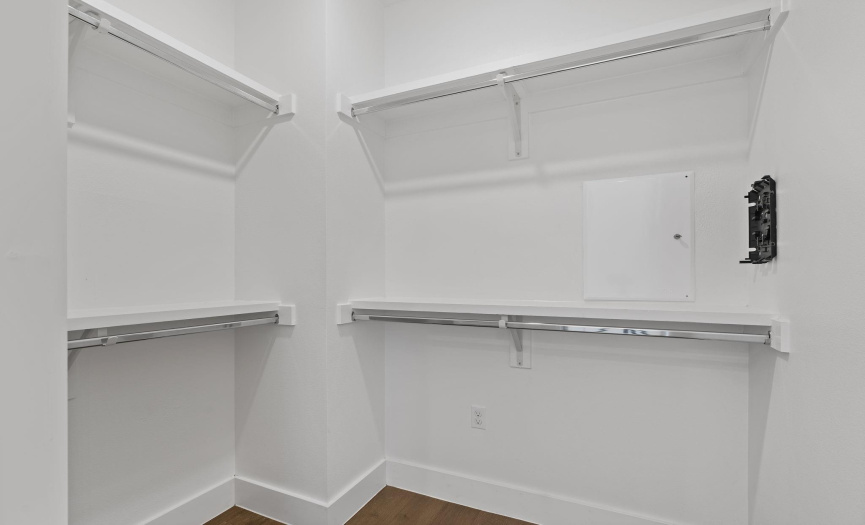 Access the walk-in closet from your ensuite bath. Super convenient for getting ready and spacious enough to fill with all the fresh finds you pick up from nearby boutique shops. 